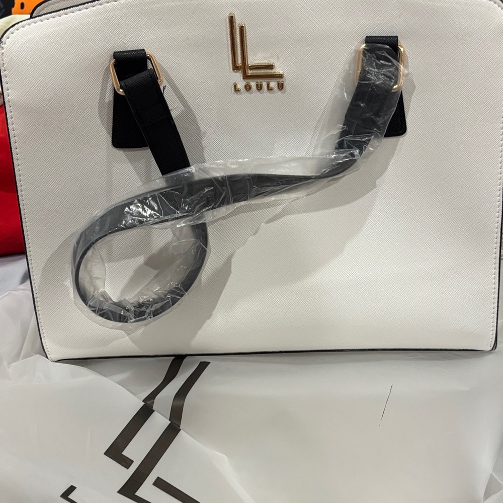 Louie White and Black Satchel Bag